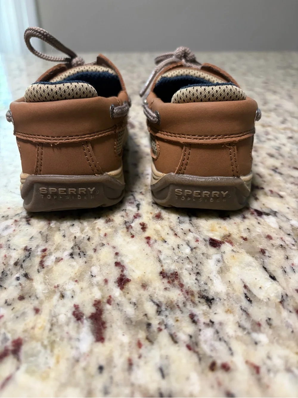 Sperry Tan Toddler Kids Moccasin Boat Shoes with Lace Tie